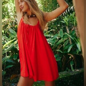 Free People Vibrant Red Mini Dress